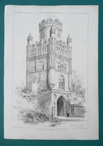 GERMANIA Città di Stendal Uengliner Torre della Porta Gotica - 1866 Stampa litografica - Foto 1 di 1
