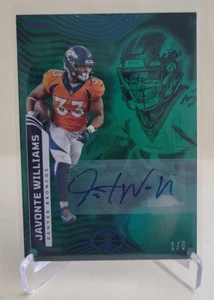2022 PANINI ILLUSIONS JAVONTE WILLIAMS AUTO GREEN #28 Ser#1/5 DENVER BRONCOS - Picture 1 of 2
