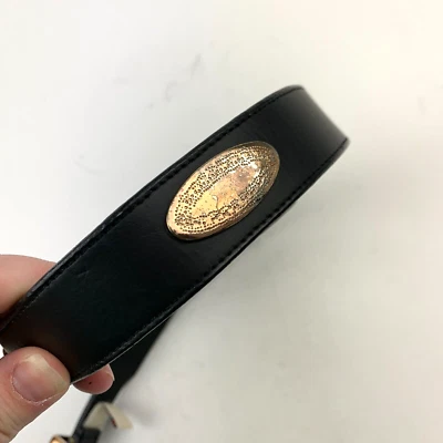 Vintage Stetson Black Metal Detailing Genuine Leather Belt Size 34-36 - Image 1 of 4