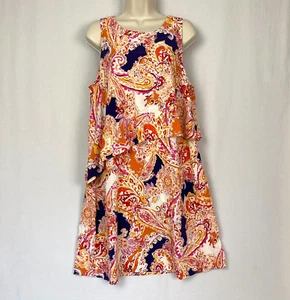 J Jill Dress Womens Large Paisley Shift Short Layered Sleeveless Colorful Blue - Picture 1 of 11
