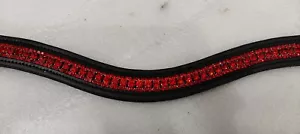 Hochwertiges Leder Stirnband mit funkelnden Kristallen verziert Pferdetrense. - Bild 1 von 5