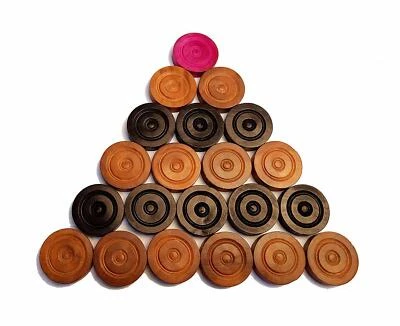 Wooden Carrom Coin Carrom Board Coins Pieces Multicolor 20+1 Carrom Coin - Image 1 of 4