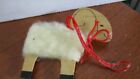 Wood RAM / SHEEP with FAUX FUR Christmas Holiday ORNAMENT