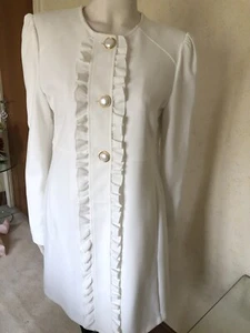 Designer Cream Long Jacket By Rinascimento Longline Pearl Buttons New With Tags - Picture 1 of 12