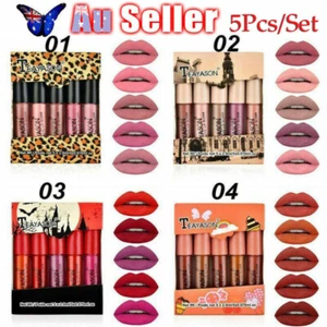 5PCS Liquid Lipstick Set Waterproof Lipgloss Makeup Tool Matte Velvet Lip Gloss - Picture 1 of 14