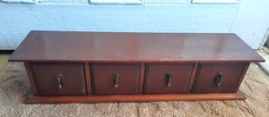 1950s Wooden 4 Drawer Card File Cabinet. 18X5X4". Velvet Lined 3.75X3.25 Drawers - Picture 1 of 4