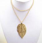 Lovely lightweight big gold leaf charm necklace