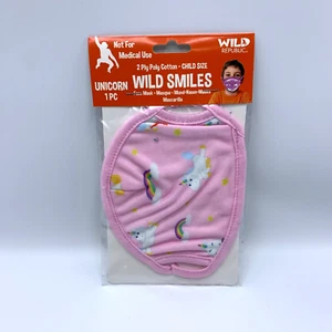 Wild Smiles Face Mask Unicorn Reusable Face Mask Child Size Pink Rainbow - Picture 1 of 4