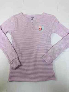 Carter's Girls' 100% Cotton Long Sleeve Henley Shirt, Pink Stripe, 7 - Picture 1 of 3