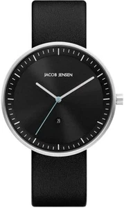 Jacob Jensen 274 Strata Gents Watch Black Dial and Leather Strap JJ274 - Picture 1 of 2