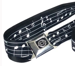 "Cinturón de nailon negro Chevy Chevrolet Music Notes 24""-38""" - Imagen 1 de 9