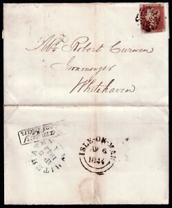 1844 1d Red Plate 34 GD 4m Ramsey Isle of Man Penny Post Whitehaven BCC Rarity H