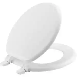 NEW Round Closed Front Enameled Wood Toilet Seat in White Durable & Wood Finish - Picture 1 of 11