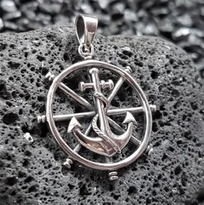 Anker auf Steuerrad Schmuckanhänger aus 925 Sterling Silber - Bild 1 von 4