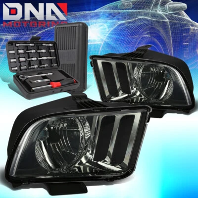 PARA FORD MUSTANG 2005-2009 CARCASA AHUMADA FAROS DE CRISTAL FAROS + HERRAMIENTAS Foto 1 de 4