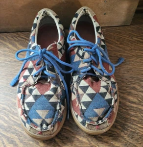 Twisted X Hooey Loper Shoes - Womens 7.5M - Aztec Southwest - Canvas Rodeo - Picture 1 of 8