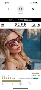 DIFF Bella Polarized Sunglasses with Case, Oversized Cat Eye Pink Gradient NEW - Picture 1 of 6