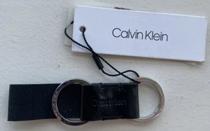 Calvin Klein Portachiavi doppio in pelle nera nuovo con etichette - Foto 1 di 9