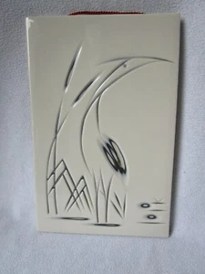 SGRAFO modern Design Porzellan-Wandbild mit Fischreiher Reiher und Gräsern Rar - Picture 1 of 8