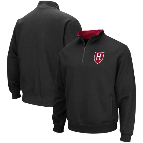 Men's Colosseum Black Harvard Crimson Tortugas Team Logo Quarter-Zip Jacket Cover