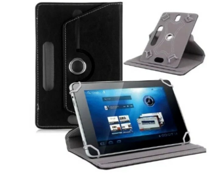 Folio Leather Case stand Cover Fits Universal Android Tablet 7" 8" 9" 10" Black - Image 1 of 1