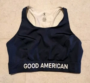 Reggiseno sportivo americano Good 3 L blu navy bianco sportivo allenamento atletico - Foto 1 di 4