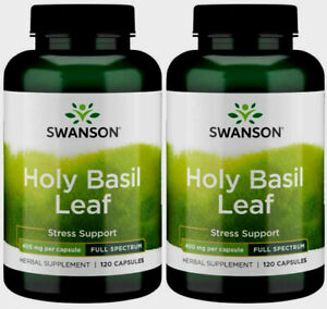 240 Caps Swanson Holy Basil Leaf Tulsi 400 mg 2X Stress Relief