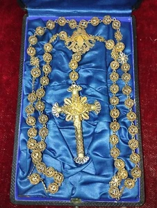 2 ALTE ROSENKRÄNZE. SILBER FILIGRAN VERGOLDET. PERLMUTT. ORIGINAL BOX. SPANIEN.XIX - Bild 1 von 1