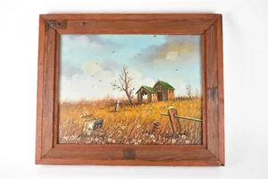 Wolfgang M Otto Canvas Oil Painting Signed Wood Frame Rustic Barn - Picture 1 of 7