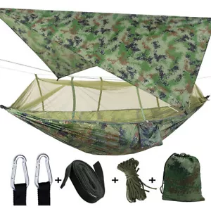 Camping Hängematte Moskitonetz 2 Person Hammock Stabhängematte mit UV Zeltplane - Bild 1 von 71