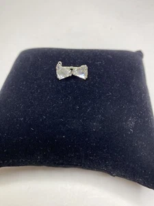 Small Vintage Silver Tone Clear Rhinestone Bow Shaped Pin Brooch 3/4” - Picture 1 of 3