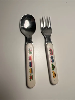 Juego de cuchara horquilla cubiertos vintage para niños tren vehículos coche furgoneta camión Foto 1 de 3
