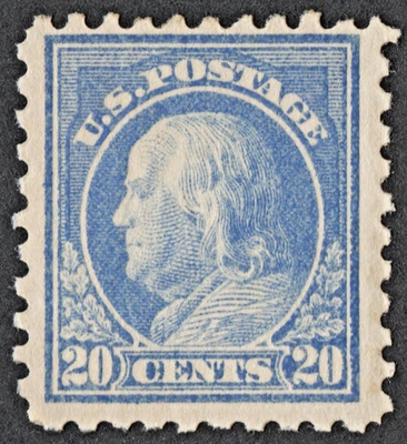 EE. UU. Sc# 438 *COMO NUEVO OG H { 20c FRANKLIN } BELLEZA PERF 10' SL-WMK DE 1914 CV$ 200,00 Foto 1 de 4