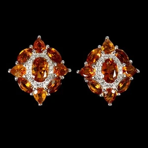 925 Sterling Silver Earrings Oval Citrine 6x4mm Natural Gemstone Jewelry - Picture 1 of 14