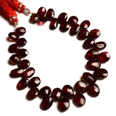 Natural Garnet Gemstone 8x6 to 11x7 mm Size Faceted Oval Shape Beads 8" Strand - Image 1 of 3