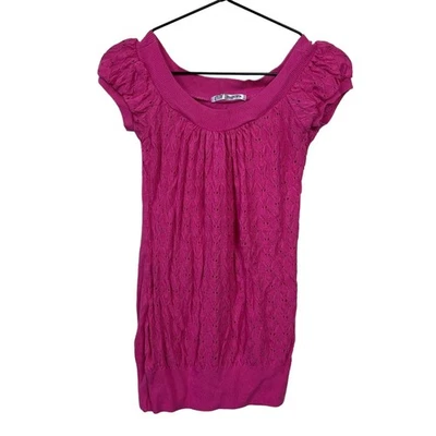 Vintage Dolce Vita Womens Sz S Short sleeve Knit Crochet Top Pink - Image 1 of 3