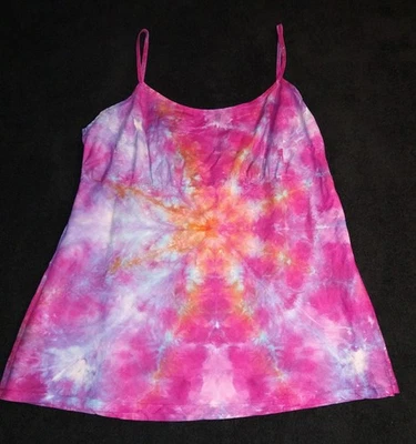 Camiseta sin mangas rosa, púrpura y naranja teñido de hielo tie dye ~ talla L Foto 1 de 3