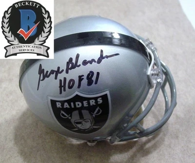 Мини-шлем с автографом ДЖОРДЖА БЛАНДЫ из Oakland Raiders — BAS Beckett - Изображение 1 из 3