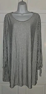MAX STUDIO black White Striped Pinstripe Scoop Neck Rayon Poly Tunic Top 3X - Picture 1 of 7