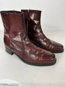 Stivaletti Florsheim da uomo taglia 9,5 D in pelle bordeaux con zip laterale - 861 - Foto 1 di 7