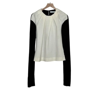 Viktor & Rolf Woman Size S Cream Black Two Tone Long Sleeve Luxury Top DIY REHAB - Image 1 of 4