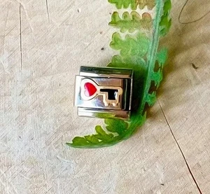 ITALIAN CHARM PAGODA NOMINORO 18K KEY TO YOUR HEART LINK ITALY GOLD SILVER SLIDE - Picture 1 of 3