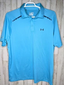 Herren Under Armour Loose Heat Gear Cold Schwarz Blau Kurzarm Poloshirt 2XL - Bild 1 von 9