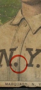 1910 T206 ERROR HOF Rube Marquard Portrait BACKWARDS COMMA VARIATION New York