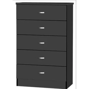 Hodedah Hi5Dr Black 5 Drawer Chest - Picture 1 of 1