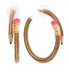 Betsey Johnson Gold Glitter Overlapping Pencil Earrings - Picture 1 of 2