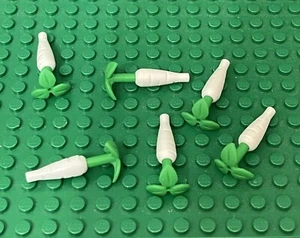 Lego 6 White Carrot With Bright Green Top Leaves / City / Castle Vegetable Foods - Picture 1 of 1