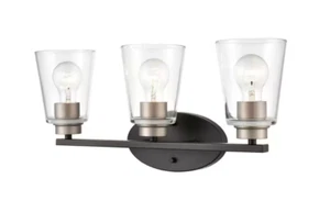 929 LIGHTING 23 in. 3-Light Matte Black/Satin Nickel Vanity Light # 40013-MB/SN - Picture 1 of 3
