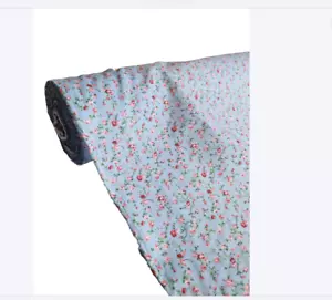 Tela de polialgodón floral azul y rosa Ditsy costura artesanía costura costura - Imagen 1 de 4