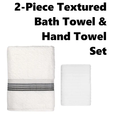 Juego de 2 toallas de baño/mano altamente absorbentes Mainstays algodón texturizado Foto 1 de 4